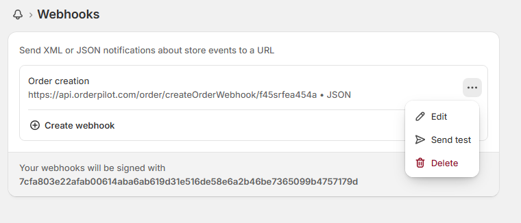 Test webhook