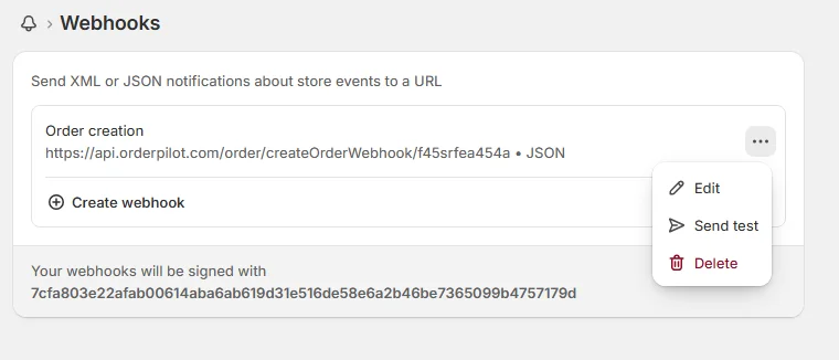 Test webhook